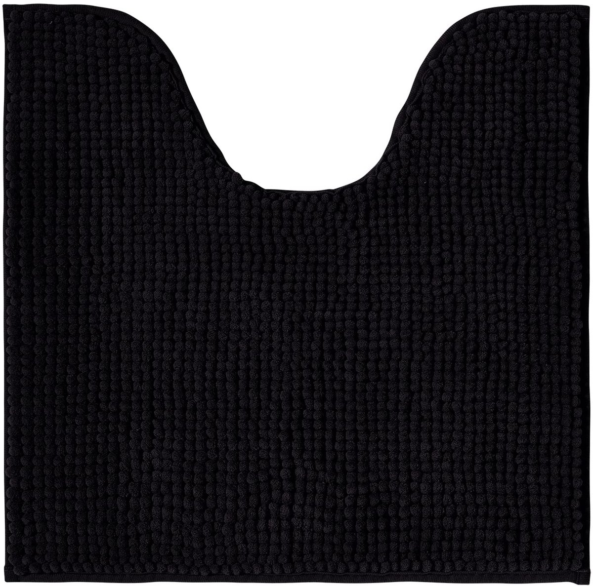 Badmat WC-voorlegger - Antislip met uitsparing, wasbaar Chenille, combineerbaar als set - Voor vrijstaande toiletten - Zwart 45x45 cm