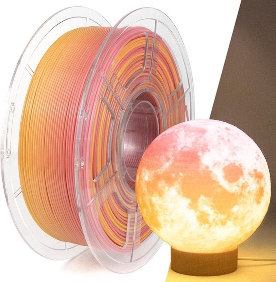 Transparant PETG Filament 1.75mm Roze Geel Gradient, 1kg Hoge Snelheid en Precisie