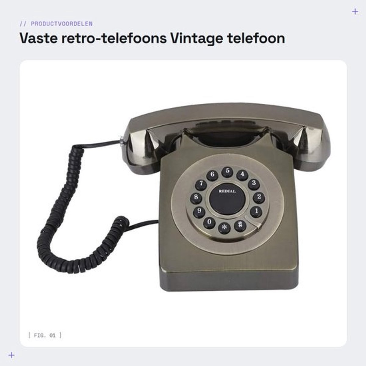 Dailygoods- Retro Telefoon - Europese Vintage Telefoon - Multifunctionele Telefoon - Grote Duidelijke Knop - Nummeropslagfunctie - Antiek Brons - Materiaal ABS