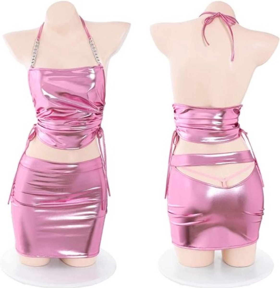 Sexy Luipaardprint Mini Jurk met Metalen Details voor Dames