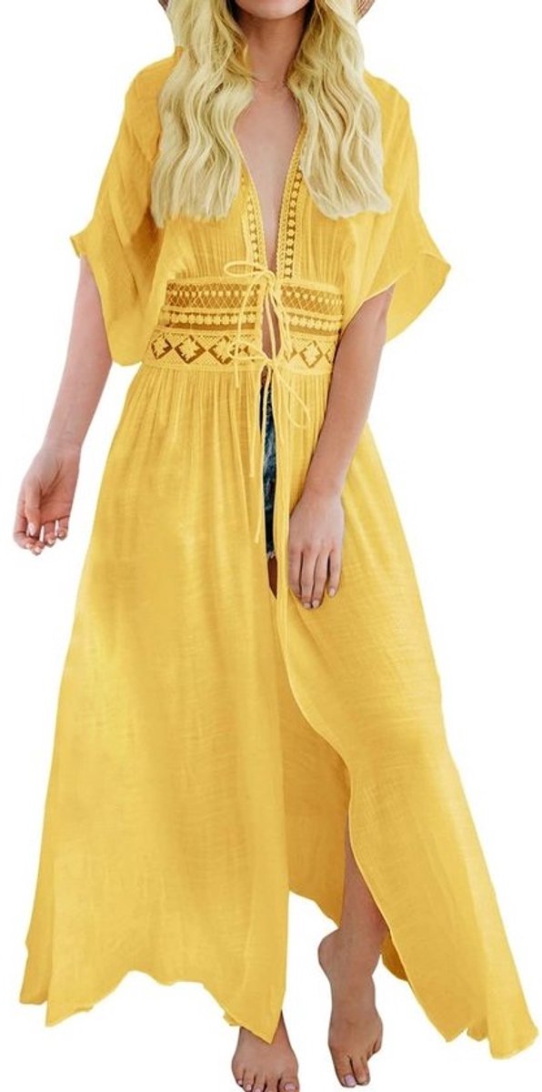Bohemian Zomer Maxi Jurk voor Dames Losse Strandjurk Luchtig Gebreid Vest