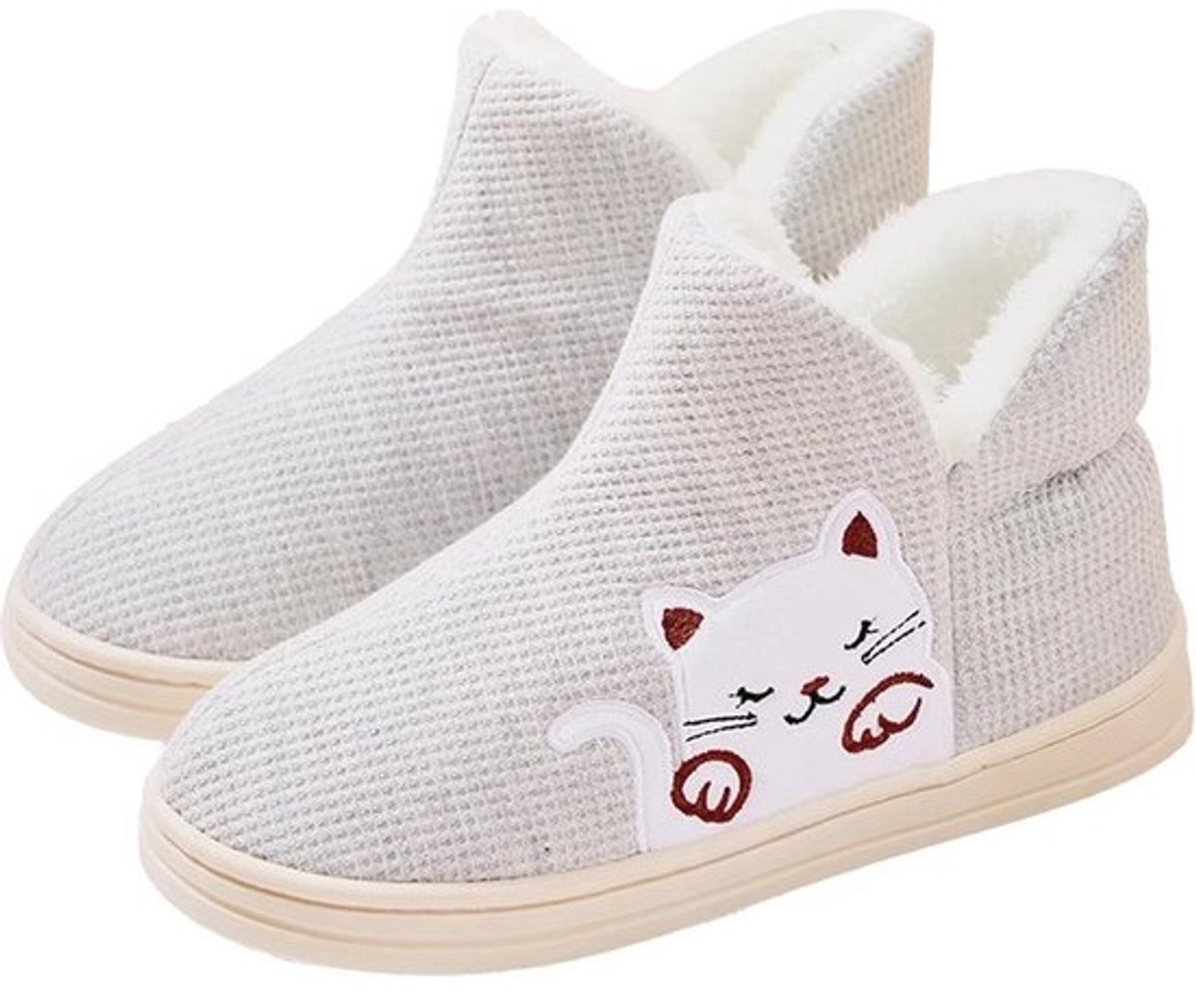 Warme Dames Sloffen voor Winter - Schattige Kat Huisschoenen
