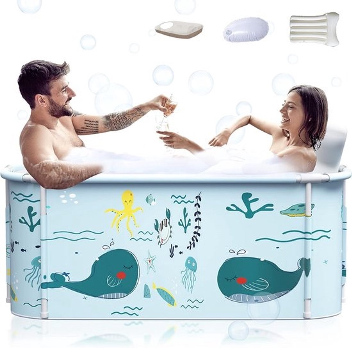 140 cm Extra Grote Draagbare Opvouwbare Badkuip voor Volwassenen - Familie-Spa voor Kleine Badkamer
