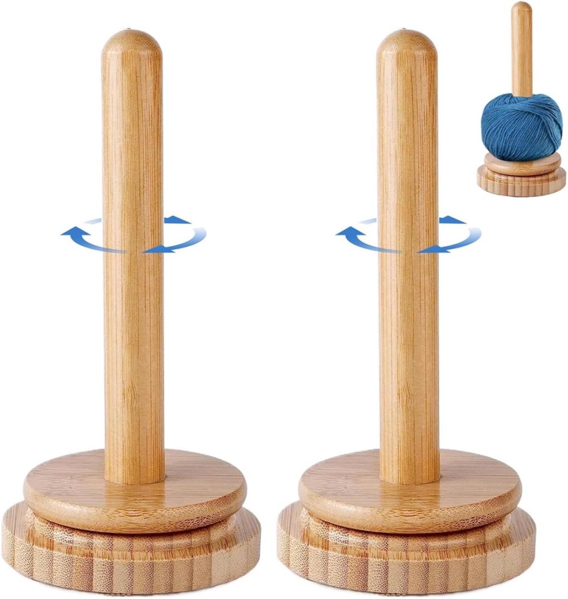 SSTRWGOOD Garenrollers - Set van 2 - Houten garenbolhouder - Knooploze garenhouder - Knooploze garenafroller - Garenoproller - Oproller - Maakt breien en haken soepeler