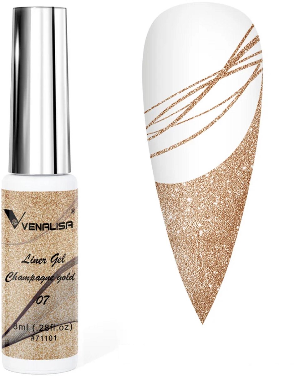 Venalisa Liner UV Gel Goud - 8 ml - Gouden Liner Gel - Nail Art - Linergel - Venalisa Gellak - Gellak Nagellak