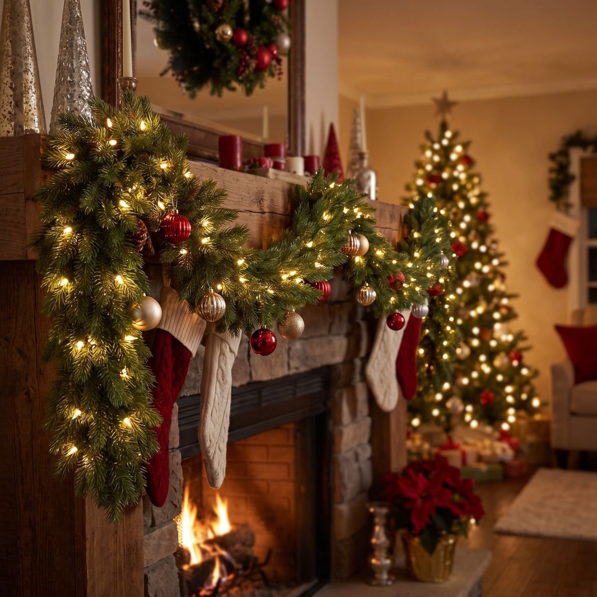 Triumph Tree Forest Frosted Guirlande met LED Verlichting - Kerstversiering met 72 Warm Witte LED Lampjes - Kerstslingers met Frosted Naaldjes - Kerstguirlande voor Binnen - L180 x D33 cm - Groen – foto 6