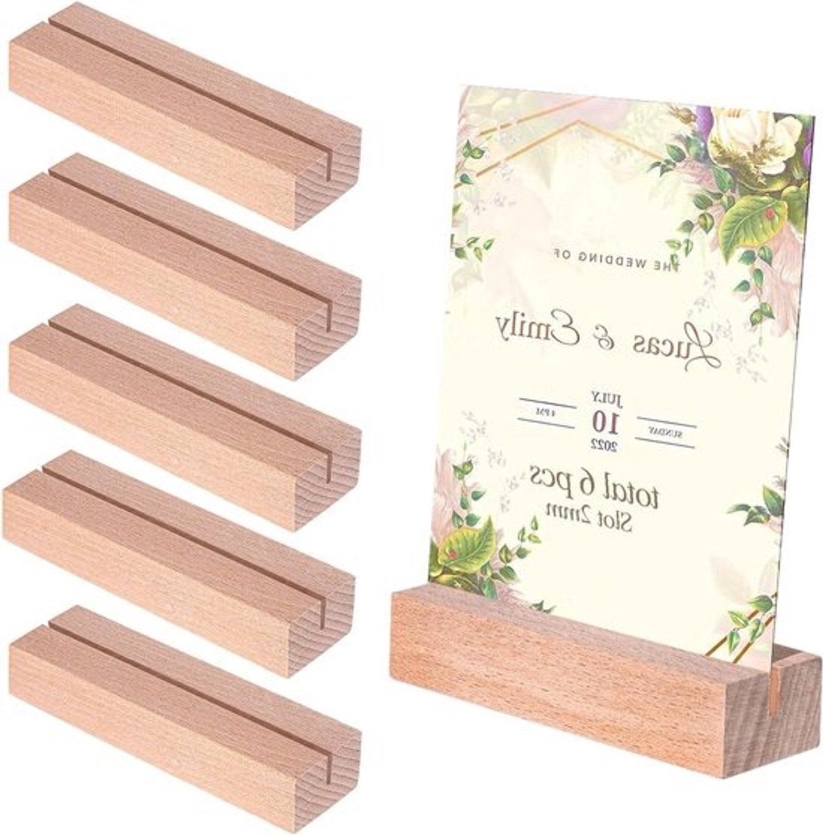 Houten Kaart Houder Set van 6 - Perfect voor Trouwfeesten, Verjaardagen en Partijen