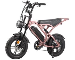 Ebikekopen.com Fatbike V20 Mini - Roze gold - Rijklaar - Hydraulische remmen - 2026/2027 Model - Incl. Slot - Telefoonhouder - Alarmsysteem - Achterrekje - Voetensteuntje - Met Accessoires - Elektrische Fiets - Bluethooth Speaker - QmWheel