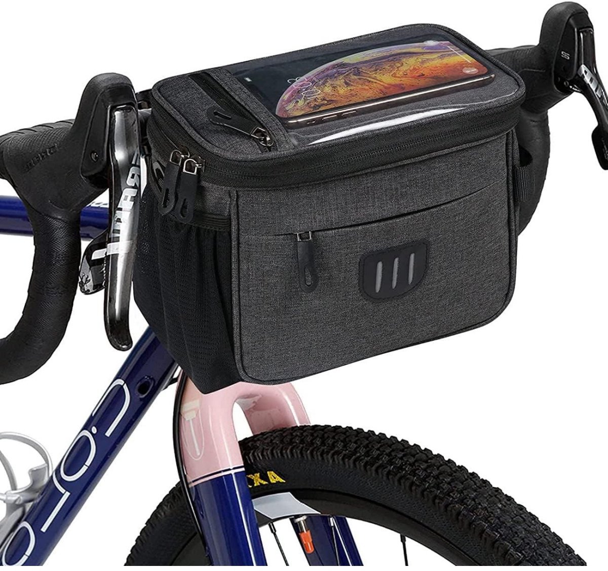 SSTRWGOOD Fietsmandtas geschikt voor montage aan de voorkant - 6 liter - Waterdichte fietsmandtas - Fietstas voor aan het stuur - Met touchscreen en afneembare schouderriem - Geschikt voor alle telefoons - Lichtgrijs