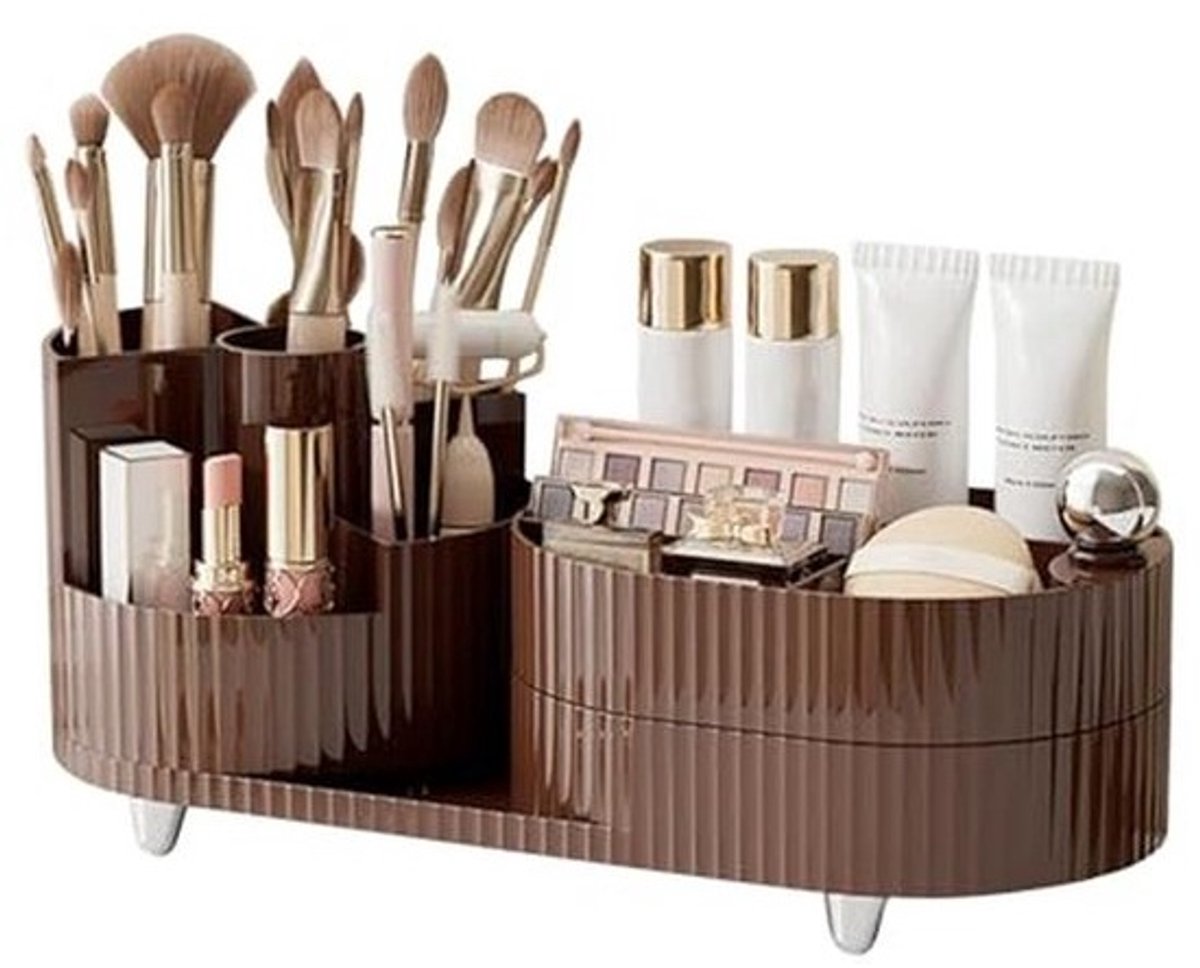 360° Roterende Make-up Organizer - Grote Capaciteit Cosmetische Vitrine met Laden voor Badkamer en Bureau