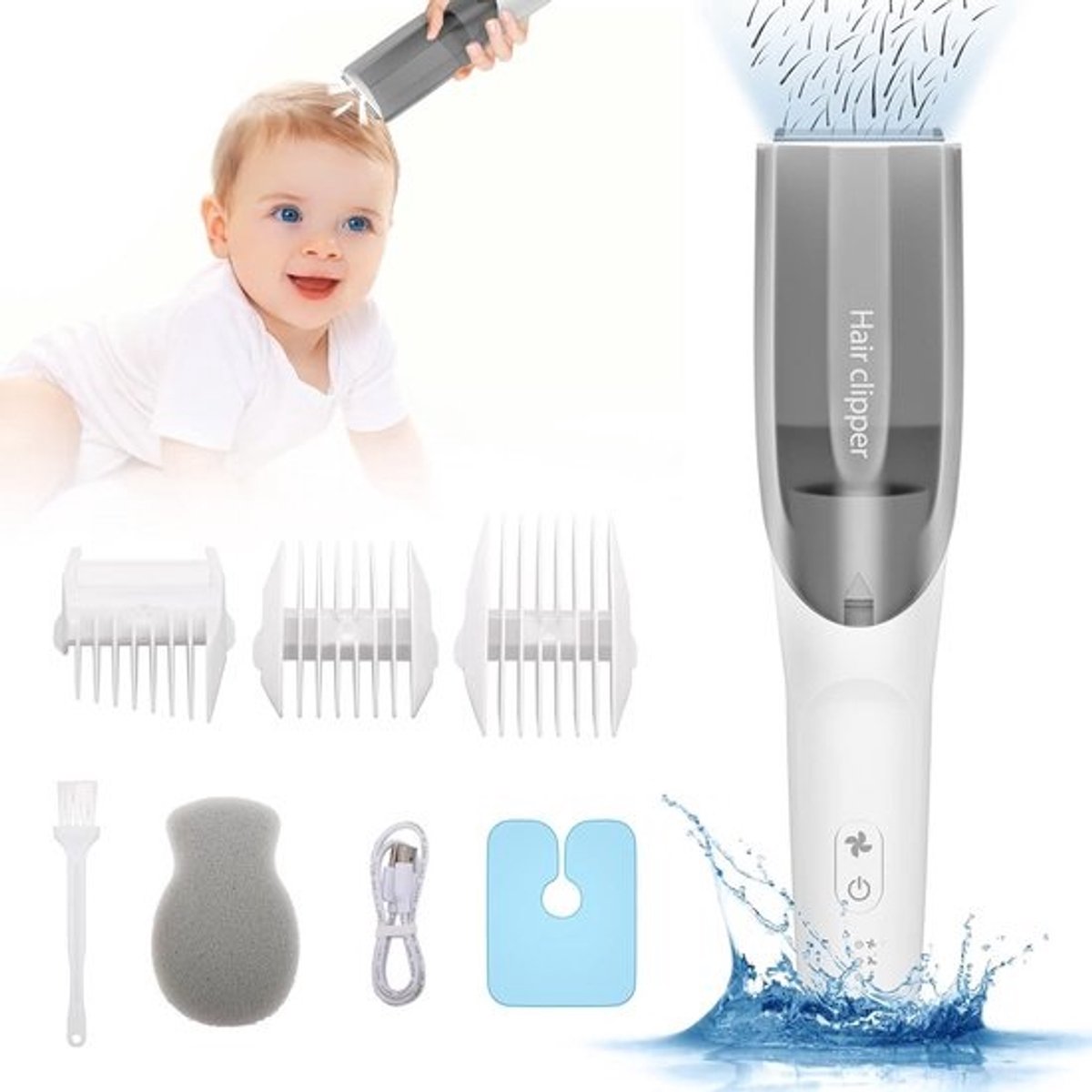 Stille Baby Haartrimmer met Vacuüm en Draadloze Functie voor Kinderen