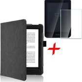 Hoes geschikt voor Kobo Clara HD - Book Case Leer Wallet Cover Hoesje Zwart - Tempered Glass Screenprotector