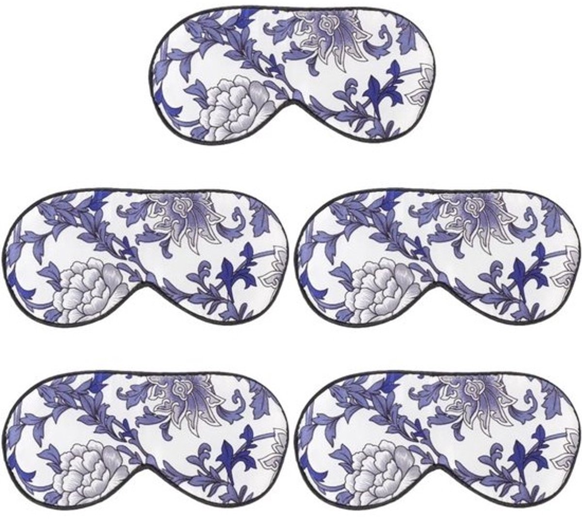 Slaapmaskers Set - Zijden Blinddoek - Licht Blokkeren - Verstelbare Band - 21 x 10 cm - Blauw Bedrukt