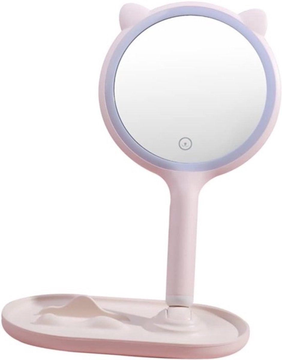 Verlichte Make-up Spiegel - Vergrootspiegel Tafelblad - Dagelijkse Make-up - Dubbelzijdig Touchscreen - 13 Inch