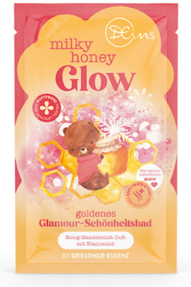Winter Badschuim Milky Honey Glow | Honing - Amandelmelk - Niacinamide | 1x 40ml | Badschuim Wintergeur Dresdner Essenz