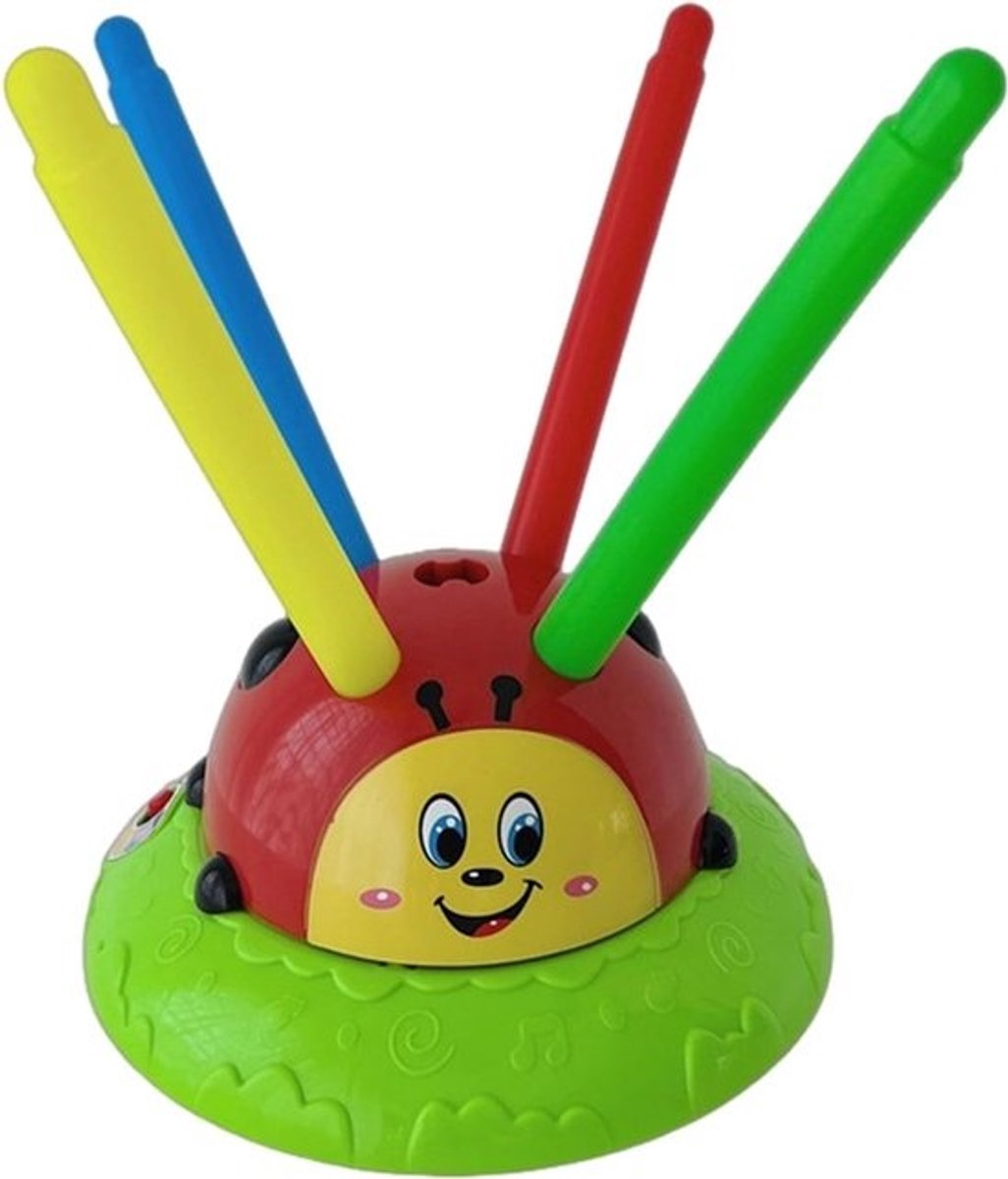 Lieveheersbeestje Speelgoed - Activiteitenspeelgoed Muzikaal - Buiten Spelen Binnen - 2-in-1 Stuiter Werp - 24x24x12 cm