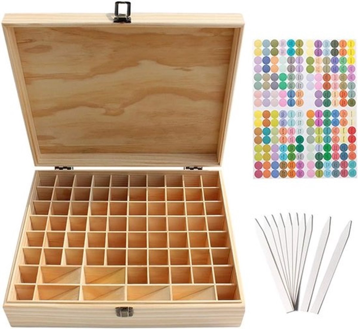 Essentiële Olie Opberger - Aromatherapie Doos - Flessen Organiseren - Duurzaam Hout - 36x29x11 cm - Natuurlijk Hout