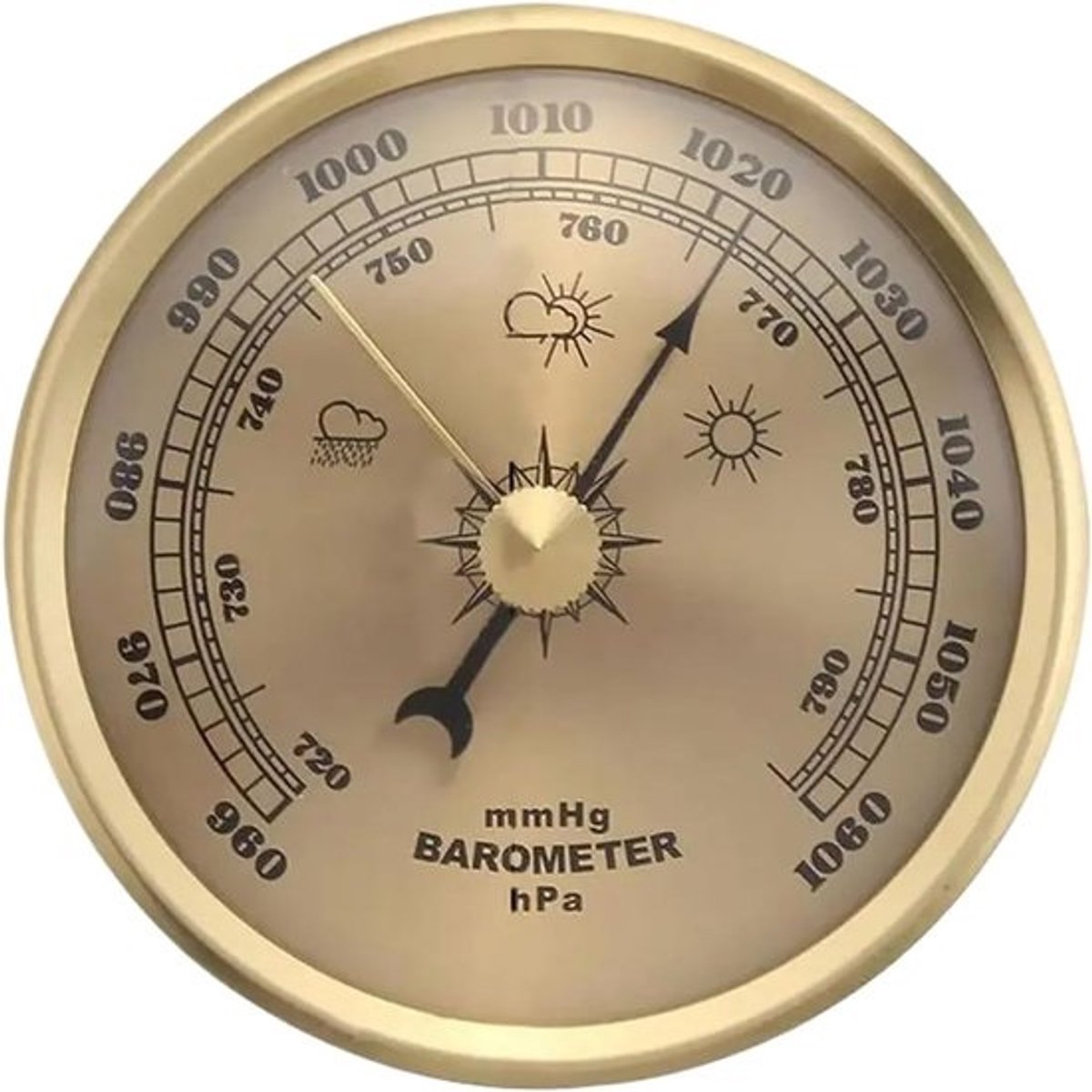 Buitenshuis Barometer - Weerstation Tuin - Outdoor Activiteiten - Draagbaar Metaal - 7x7x4cm