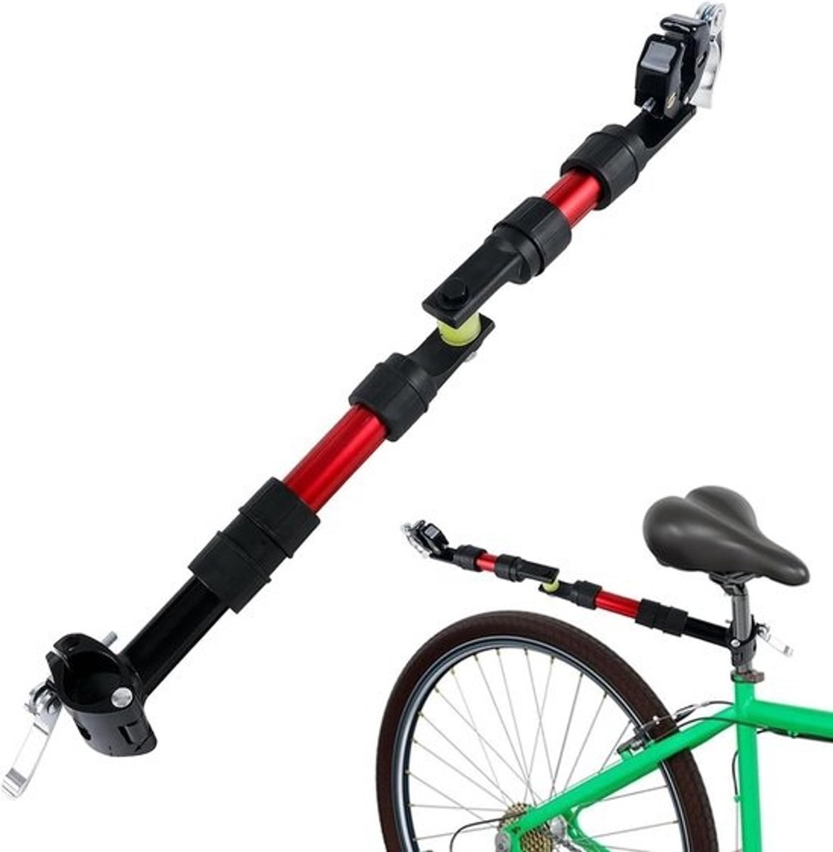 Fietskar Koppelstuk - Fietskar Adapter - Vervoer Kinderen Huisdieren - 270 Graden Draaibaar - Ongeveer 50cm - Rood