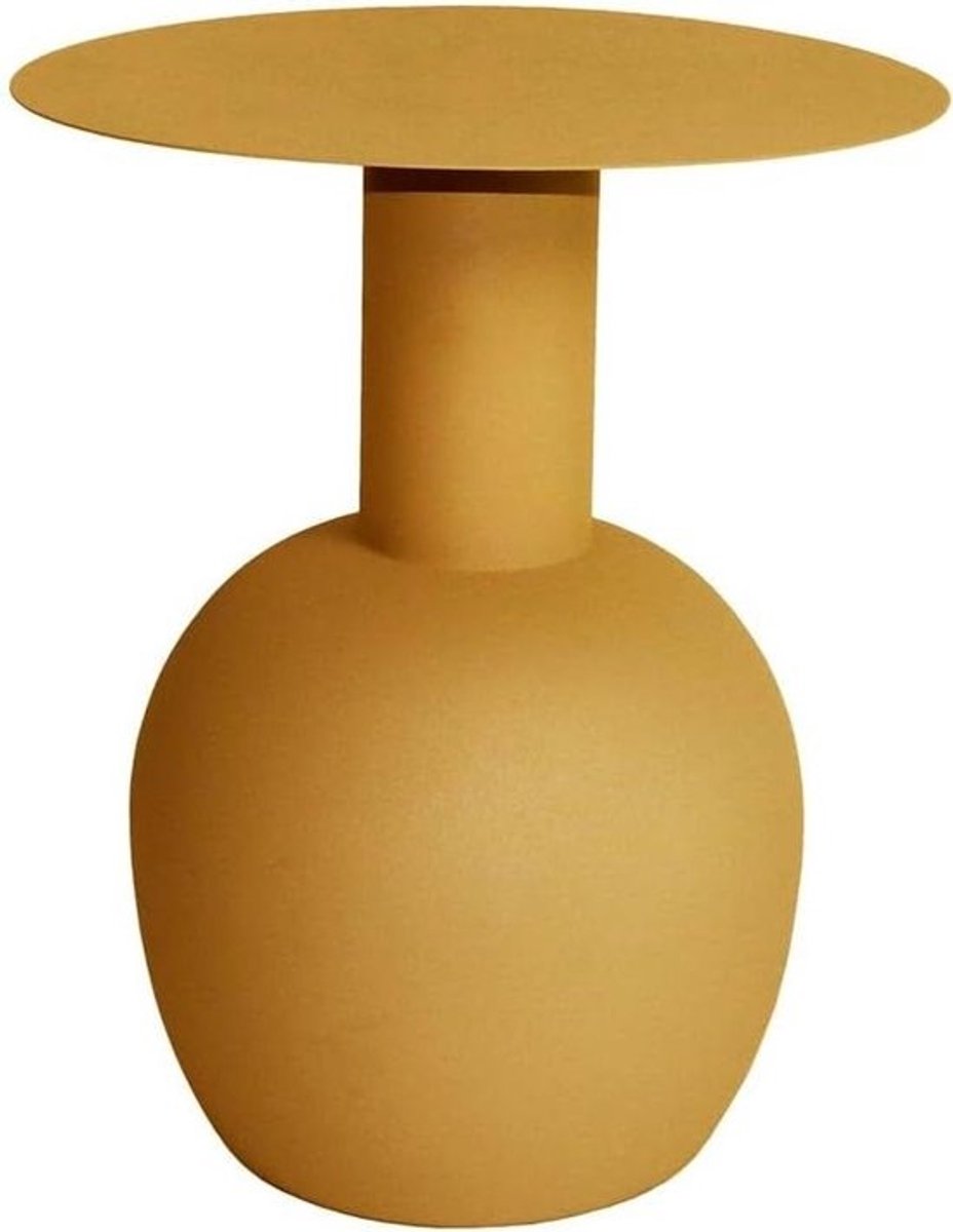 Pip bijzettafel - Salontafel rond - Woonkamer inrichten - Uniek wijn glas design - 41 cm - Okergeel