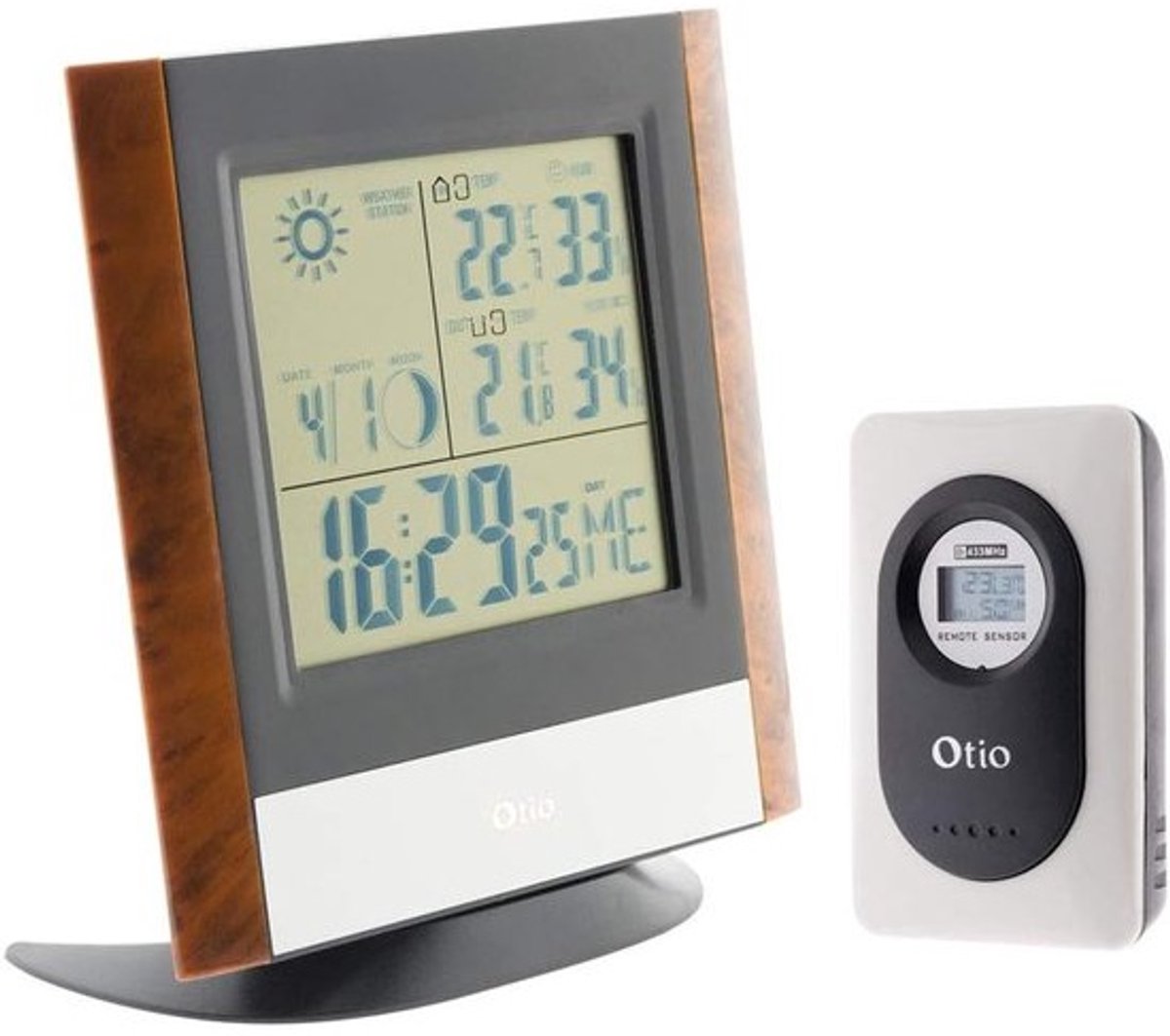 Multifunctioneel Weerstation - Hout Weerstation - Binnen Weer Informatie - Draadloze Buiten Sensor - Hout
