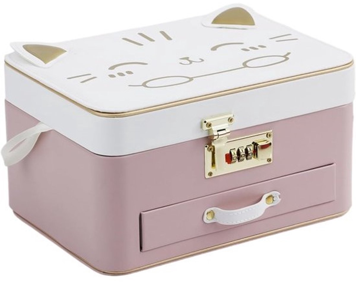 Sieradendoos Kattenmotief - Juwelendoosje Kinderen - Sieraden Opbergen - Met Slot Beveiligd - 25x18x135 cm - Niet gespecificeerd