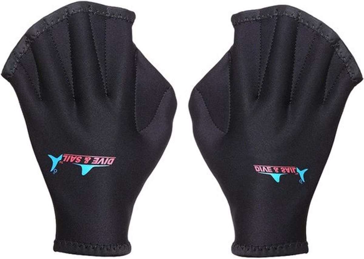 Zwemhandschoenen - Vliezen handschoenen - Water training - Neopreen materiaal - 20 x 16 cm - Zwart