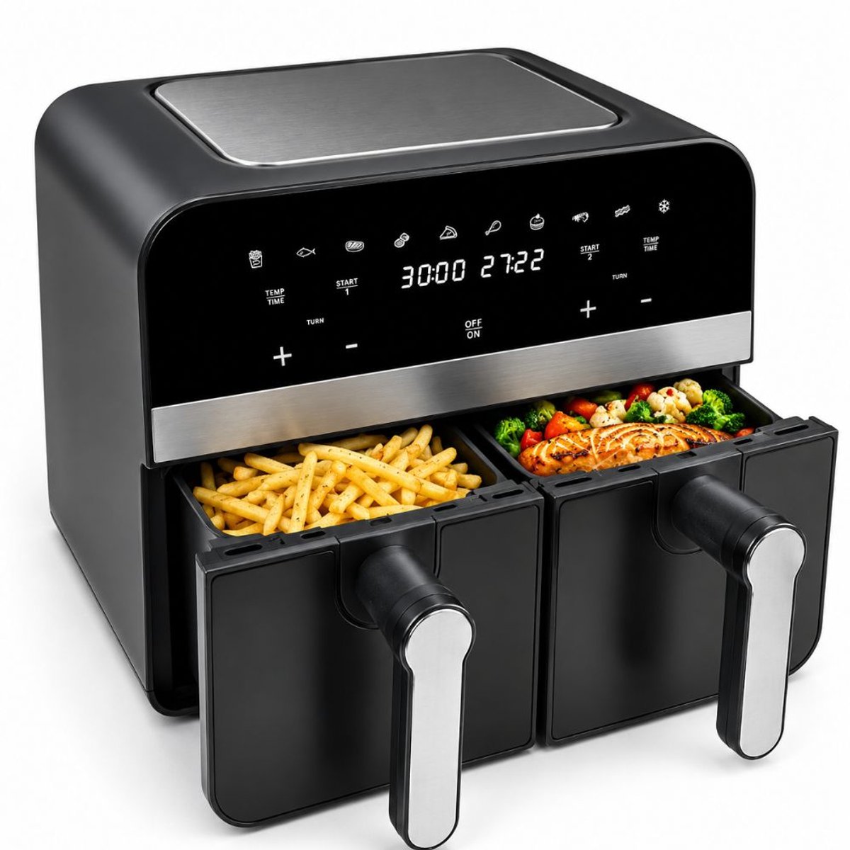 Comfy Nest - Dubbele Airfryer XXL - CN-AFD45NB - 2400W - Duo Airfryer - Zwart - 9L