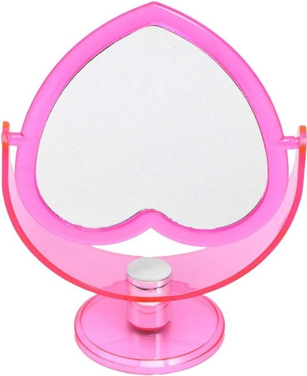 Hartvormige Tweezijdige Make-up Spiegel met Standaard voor op Tafel
