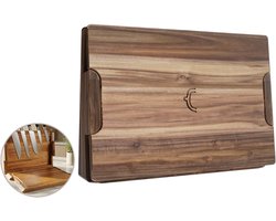 CookingTotem DuoBlock 2-in-1 – Handgemaakt Messenblok & Snijplank – Magnetisch Acaciahout