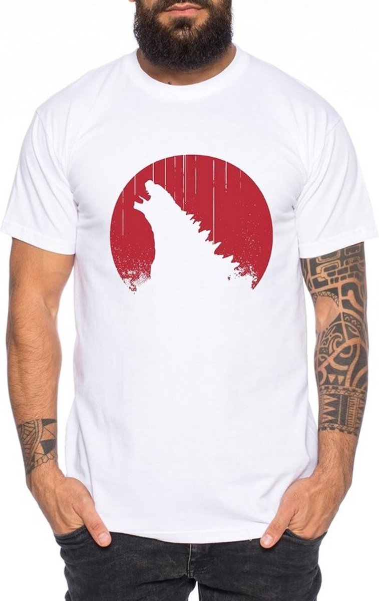 Groot Kaiju Monster T-Shirt voor Heren met Japanse Tekens