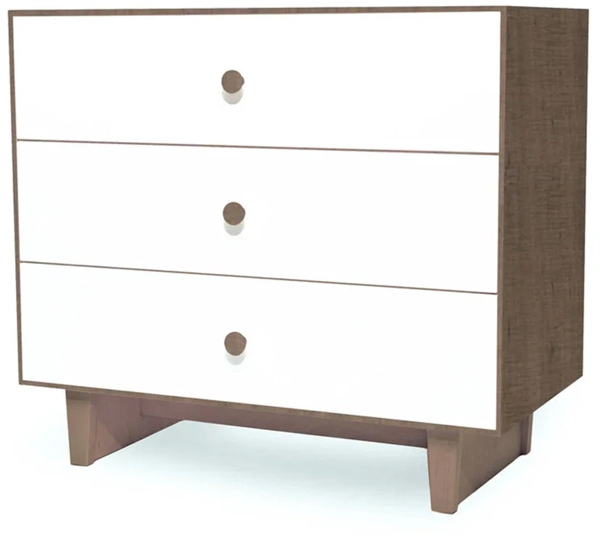 Oeuf commode Merlijn 3 laden wit/walnoot voeten Rhea, Kleur voeten: okkernoot