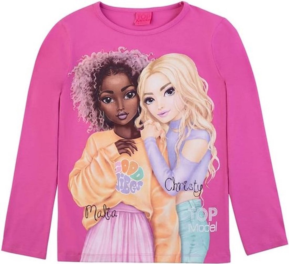 Roze T-shirt Meisjes met Modieuze Vriendinnen Print