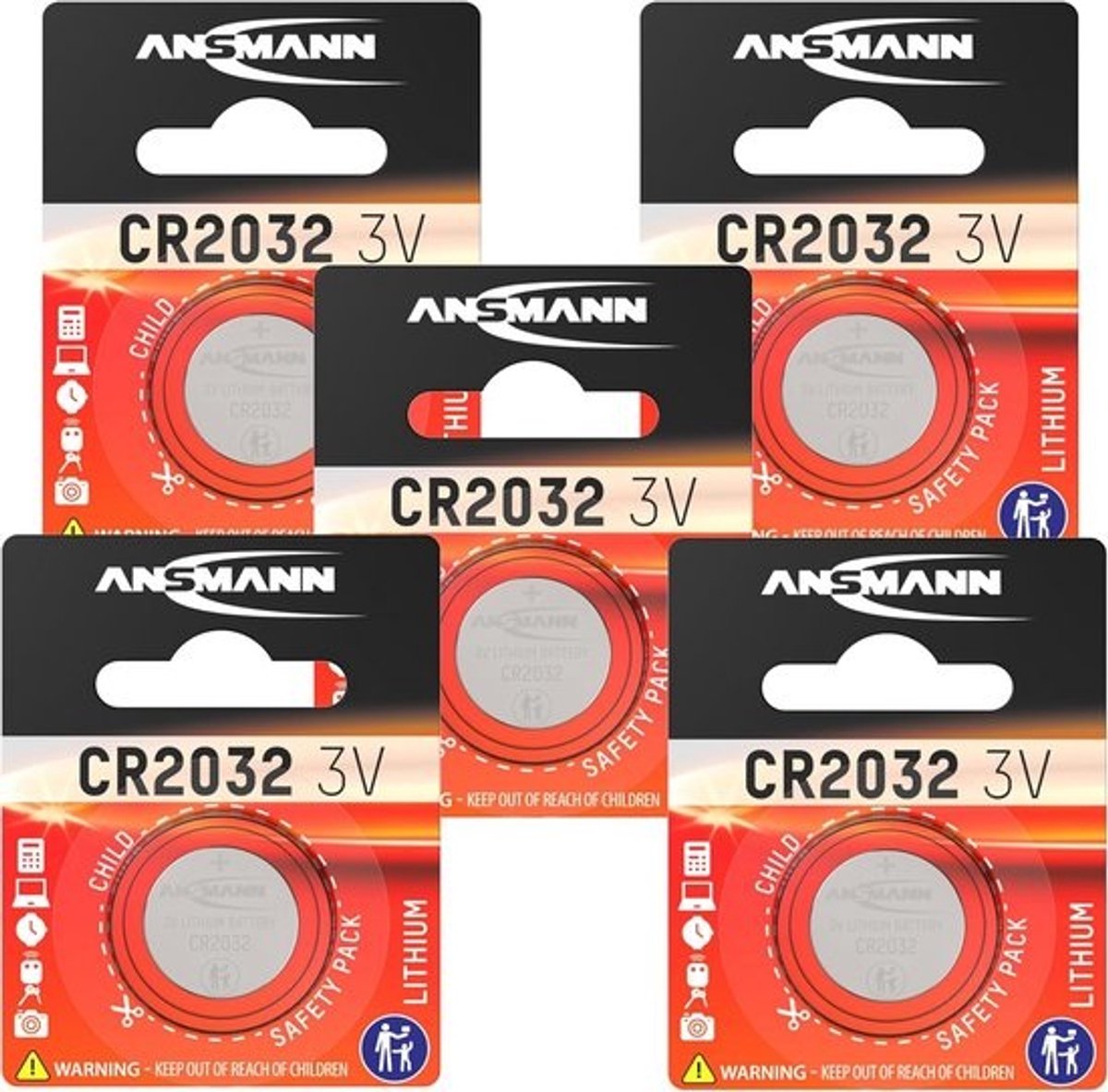 5 x CR2032 Lithium Knoopcelbatterijen - Hoogwaardige 3V Knoopbatterijen voor Autosleutels, Afstandsbedieningen, Horloges en Meer