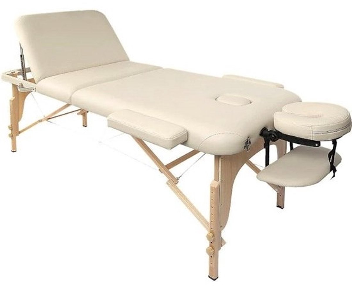 Inklapbare Massagetafel van Hout, Draagbaar met Accessoires, Verstelbare Hoogte en Breedte