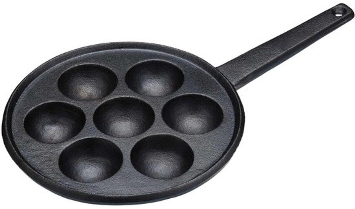 Gietijzeren Pan met 7 Gaten voor Æbleskiver, Poffertjes en Paniyaram