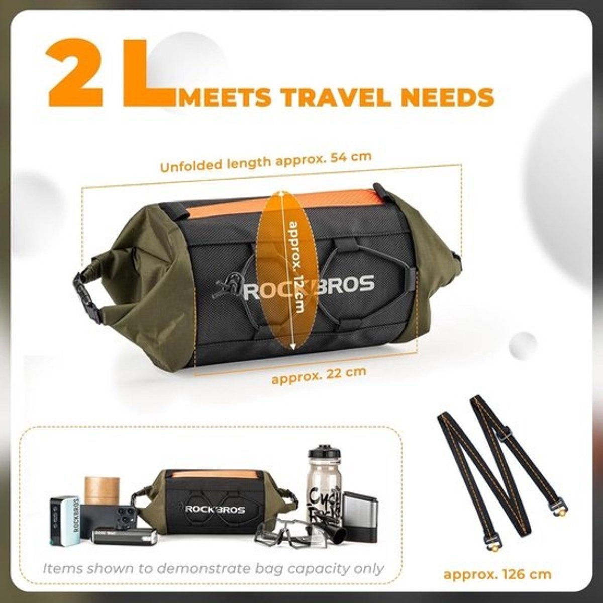 Bicycle Handlebar Bag Front Bag with Shoulder Strap for MTB Road Bike Ebike - Black Shoulder Bag