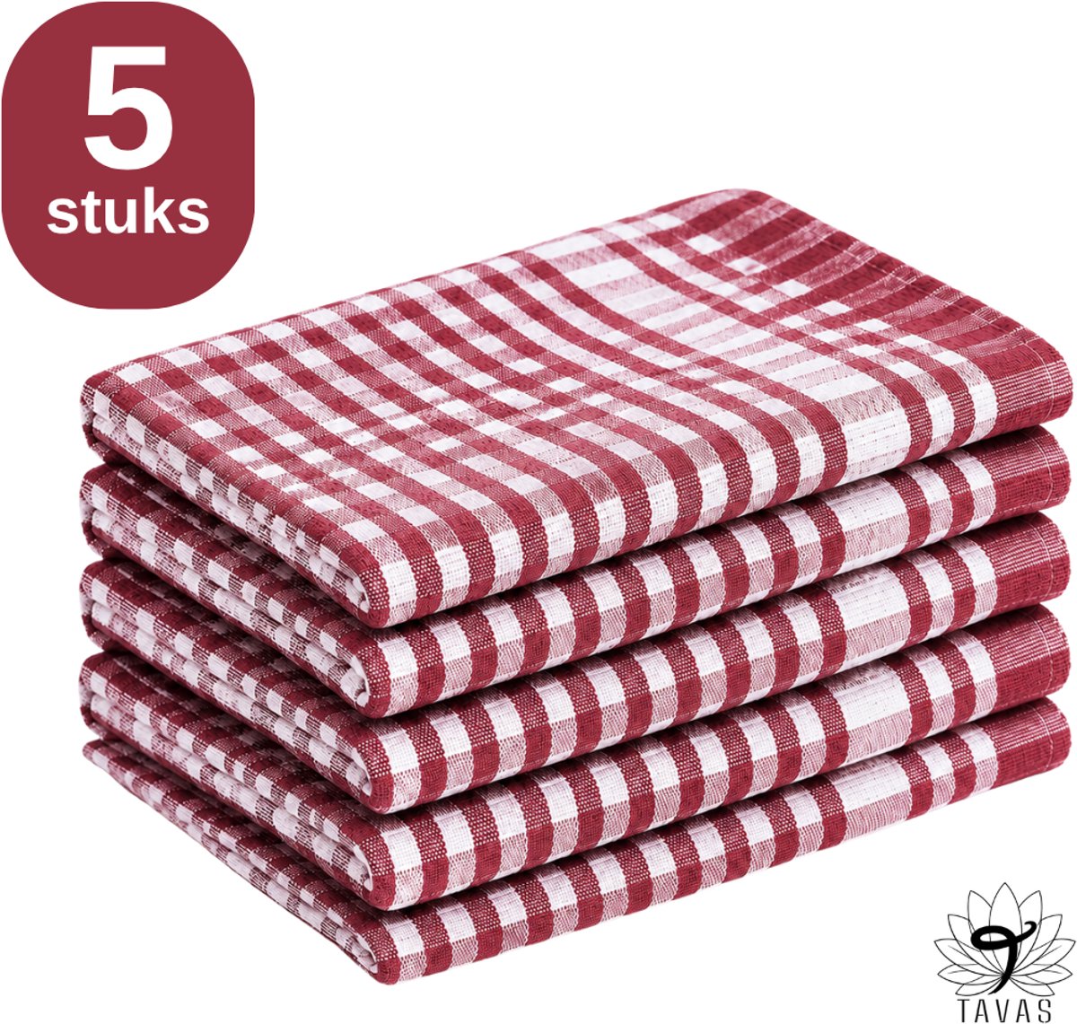 Theedoekenset Bordeaux Glazendoeken 47x67 cm - Set van 5 - Horeca 80% katoen 20% Polyester Theedoeken horeca