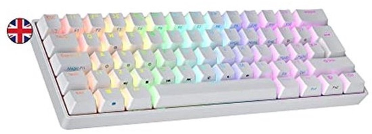 Interchangeable Mechanical Gaming Keyboard 60% | RGB LED Backlit, 62 Keys | ISO UK Layout | Ideal for PC/Mac