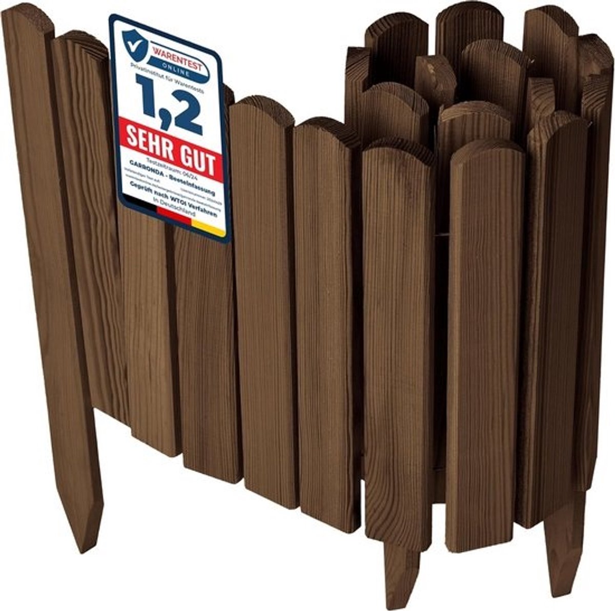 Flexibele Houten Tuinrand Rollborder – Weerbestendige Afboording voor Bloemperken, Moestuin en Tuinpaden (100 x 30 cm)