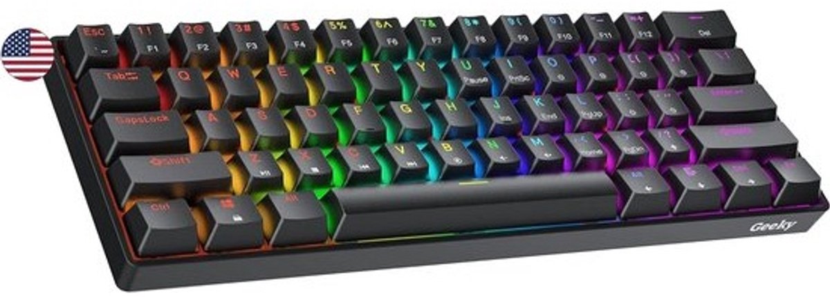 Mechanisch Gaming Toetsenbord 60% Hot Swappable Indeling ANSI RGB Verlicht