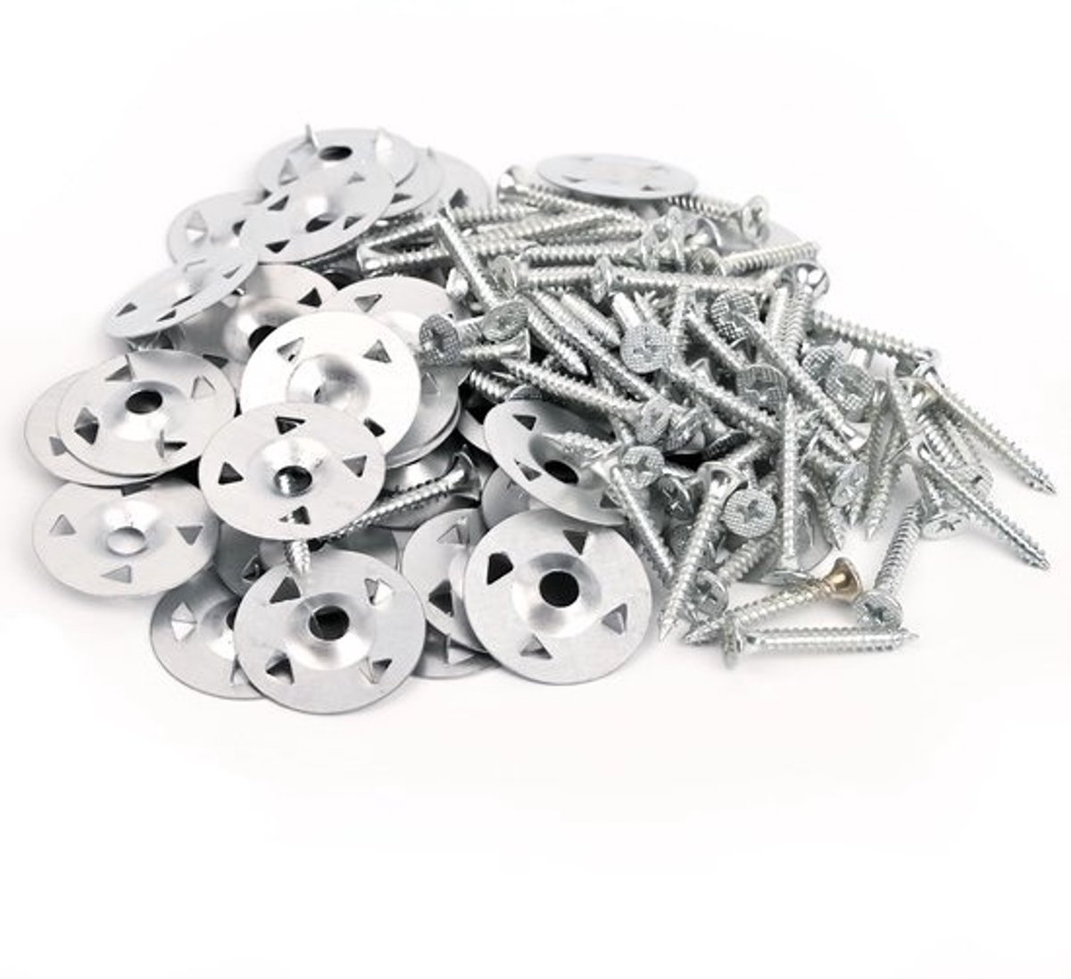 200 Delen Schroeven en Metalen Verbindingsringen Set voor Tegeldragers - 3.5x30mm Bevestigingsmateriaal voor Isolatie, Cementplaten en Douchebakken