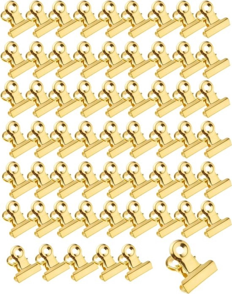 Gouden knijpers - Kleine klemmen - Documenten organiseren - Met ophangoog - 60 stuks 22 mm - Goud