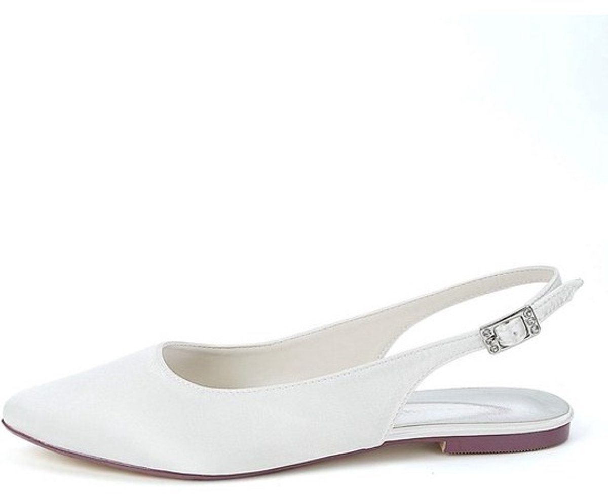 Dames Platte Bruiloft Schoenen Puntige Teen Dorsay Slingback Comfort Pumps