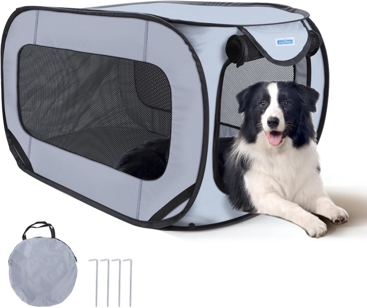 Dierenren - Hondenren Kattenren - Veilig Spelen - Inclusief Grondpennen - 93 x 54 x 54 cm - Zilver