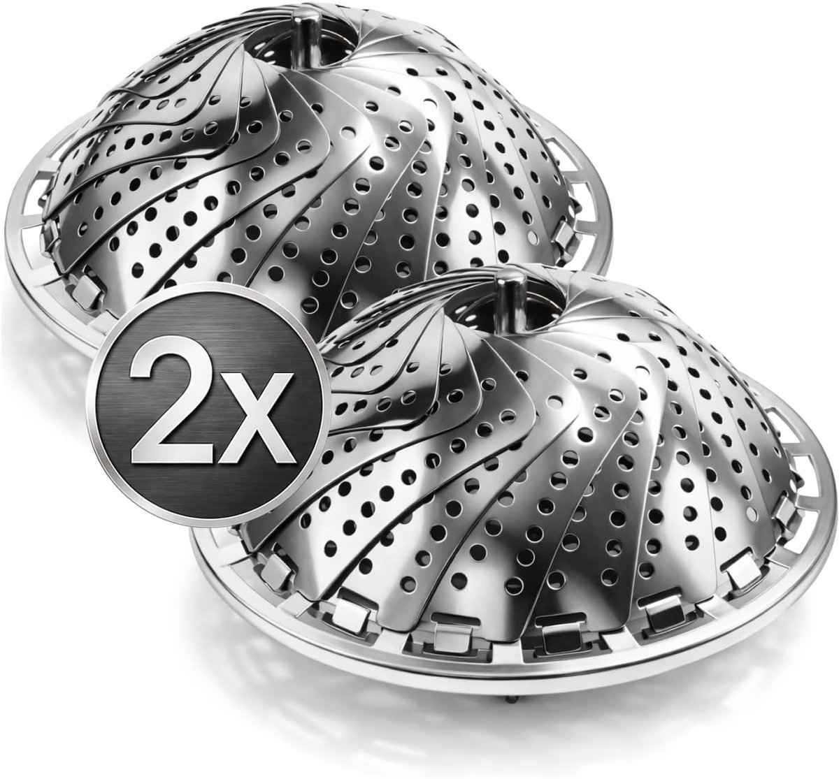 com-four® 2x stoominzet van roestvrij staal voor pannen, verstelbare - ShopVlot