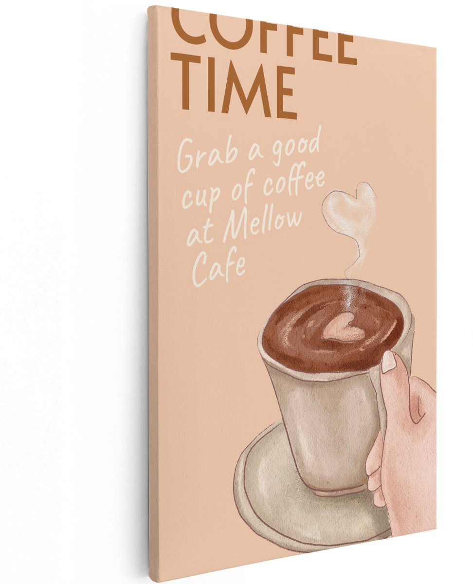 Artaza Canvas Schilderij Koffie - 120x180 cm - Groot - Wanddecoratie Coffee Time - Muurdecoratie Boho - Schilderijen Op Canvas Keuken