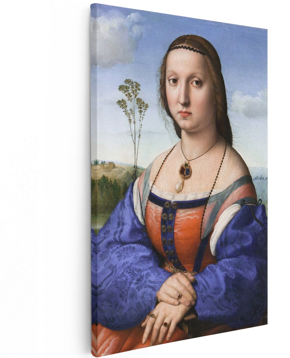 Artaza Canvas Schilderij Portret Vrouw Raphael - 120x180 cm - Groot - Wanddecoratie Oude Meesters - Muurdecoratie Renaissance - Schilderijen Op Canvas