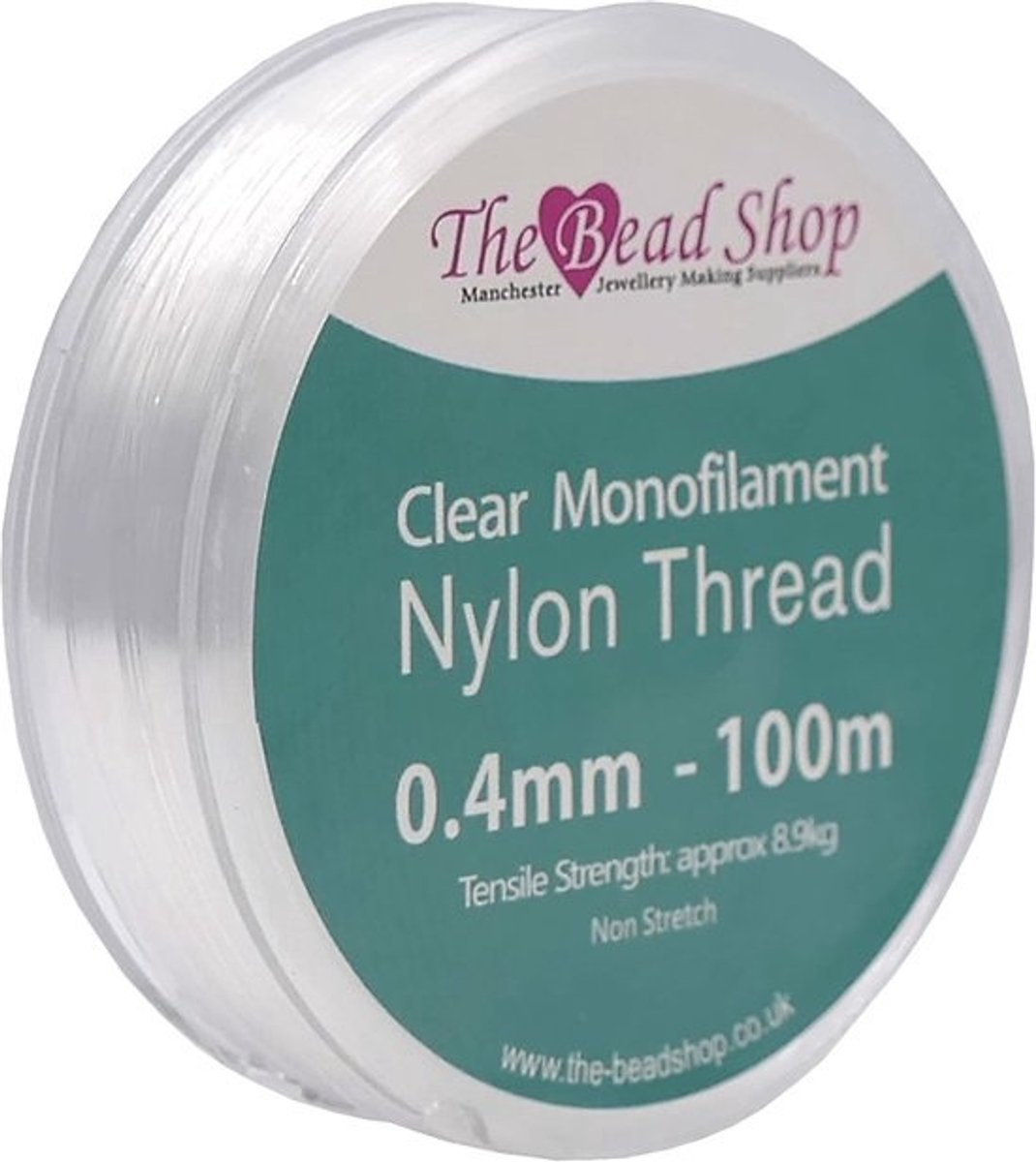 Nylon draad 0,4 mm - Onzichtbaar snoer voor ophangen, naaien en kralen - Sterk, niet-rekbare draad 8,9 kg treksterkte - Spoel van 100 m