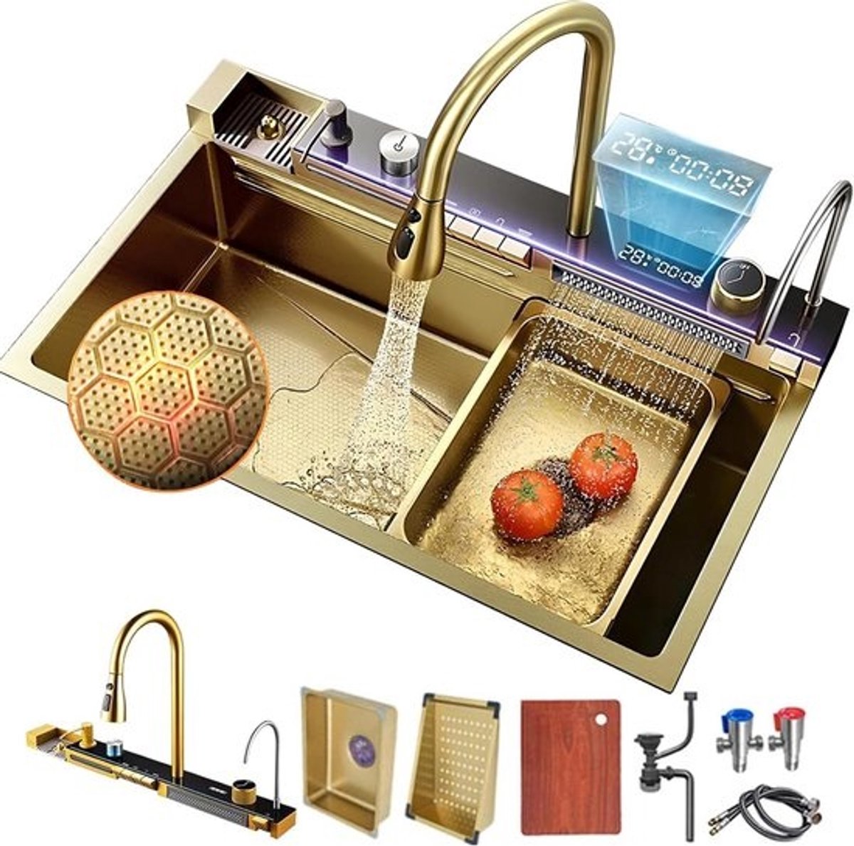 Inbouw Keukenspoelbak RVS 80x45 cm Zwart Met Accessoires